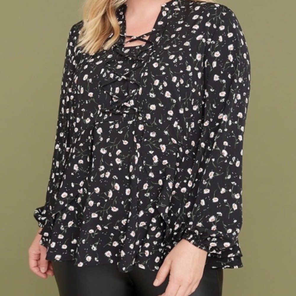 Lane Bryant Bell Sleeve Peplum Blouse